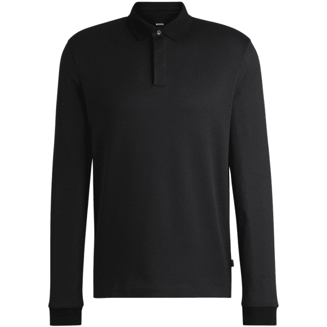 Boss H-Pado Long Sleeve Black Polo Shirt