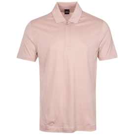 H-Paras Mercerised Cotton Pastel Pink Zip Polo Shirt