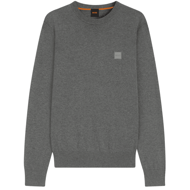 Boss Kanovano Cashmere-Cotton Crew Neck Grey Jumper