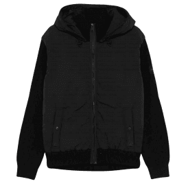 Kiaccio Hybrid Hooded Knitted Nylon Black Jacket
