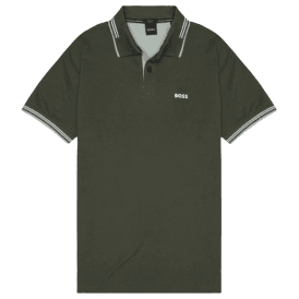 Paul Tipped Collar Slim Fit Green Polo Shirt