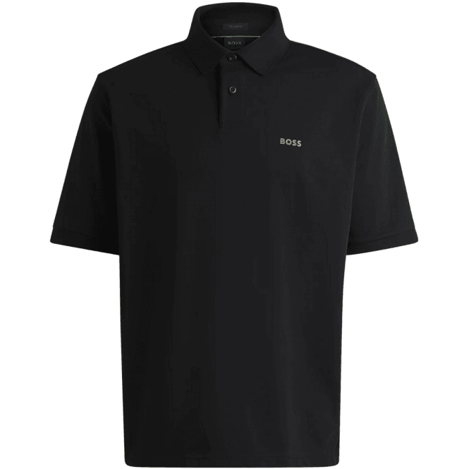 Boss Pavel Embroidered Logo Relaxed Fit Black Polo Shirt