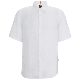 Rash_2 Regular Fit Linen White Shirt