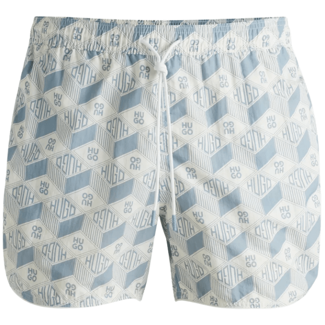 Boss Rik Seasonal Print White/Blue Swim Shorts