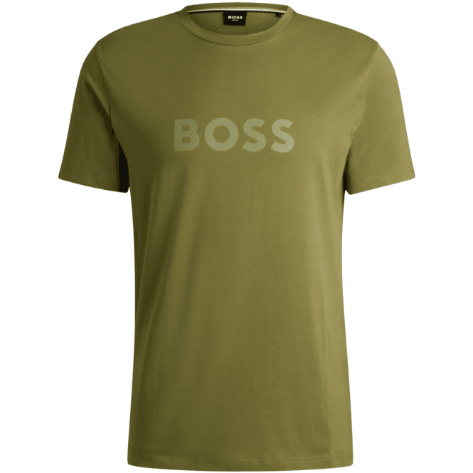 Boss RN Logo Print Regular Fit Green T-Shirt