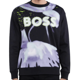 Salbo Lotus Print Black Sweatshirt