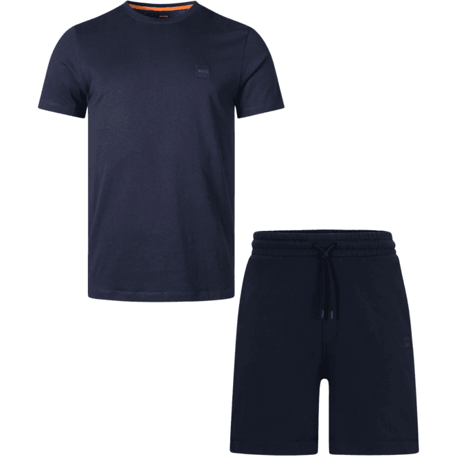 Boss Tales Sewalk Cotton Relaxed Fit Navy Short Set