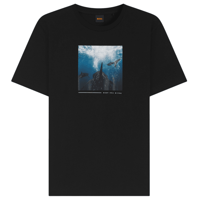 Boss TEE_Creature Dolphin Graphic Black T-Shirt