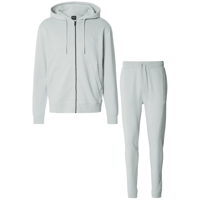 Boss Zetalky Zip Up Hooded Pastel Grey Tracksuit