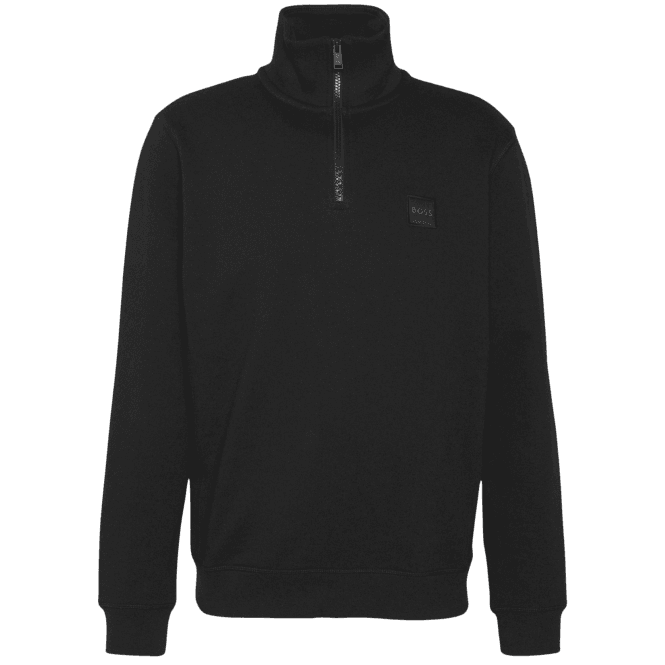 Boss Zetrust Patch Logo Black Quarter Zip Sweatshirt