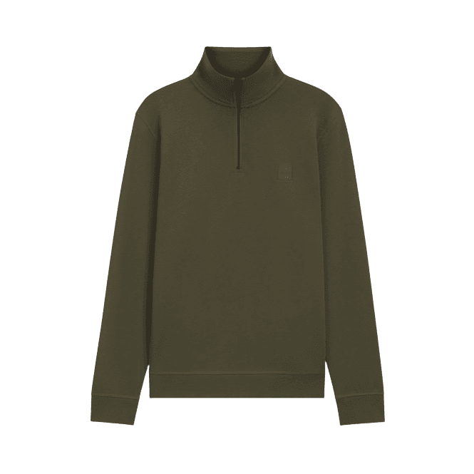 Boss Zetrust Patch Logo Green Quarter Zip Sweatshirt