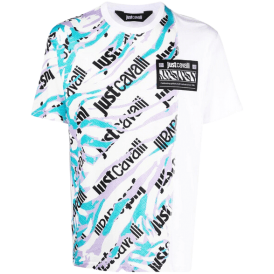 Camologo Cotton Allover Design White T-Shirt