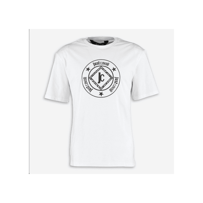 Just Cavalli Cotton Ring Logo White T-Shirt