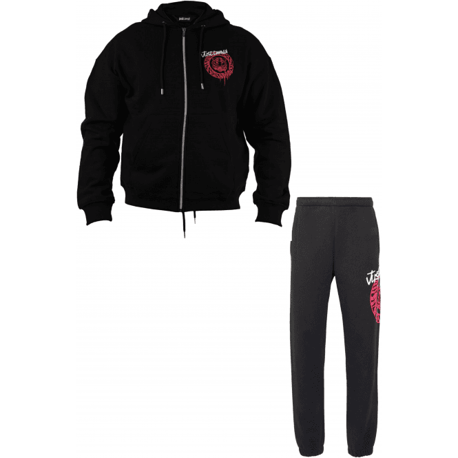 Just Cavalli Dripping Logo Zip Up Black Tracksuit