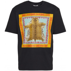 Foulard Cotton Leopard Graphic Black T-Shirt