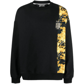 Jungle Cotton Black/Gold Baroque Print Sweatshirt