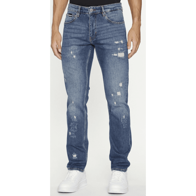 Just Cavalli Mid Wash Distressed Slim Fit Jeans