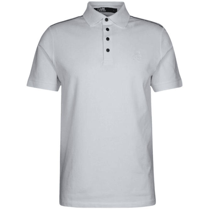 Karl Lagerfeld Cotton Embroidered Karl Logo White Polo Shirt