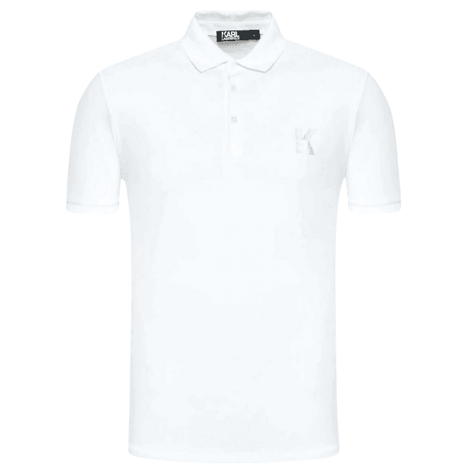 Karl Lagerfeld Cotton Embroidered Logo White Polo Shirt