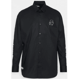 Cotton Karl Logo Black Button Shirt