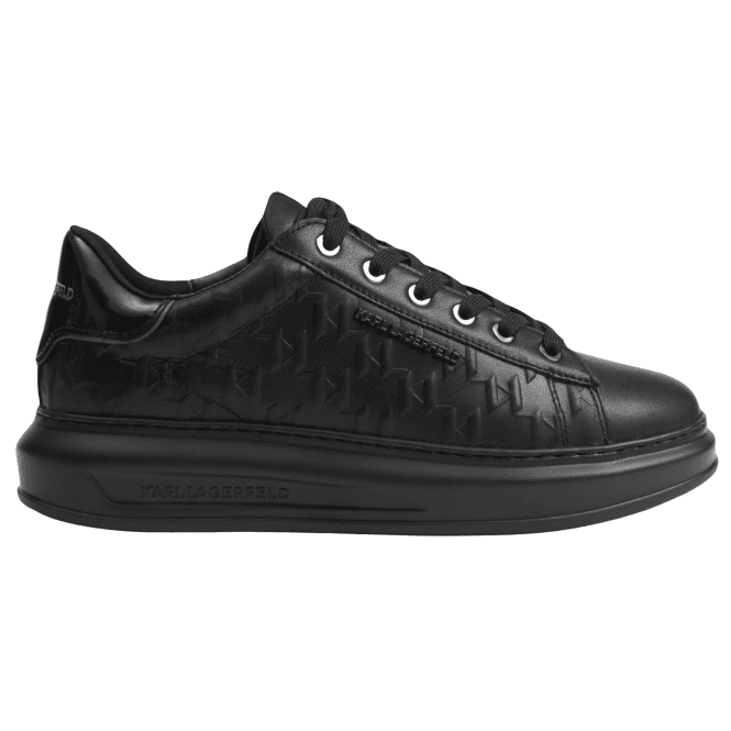 Karl Lagerfeld Monogram Embossed Metal Logo Leather Black Sneaker