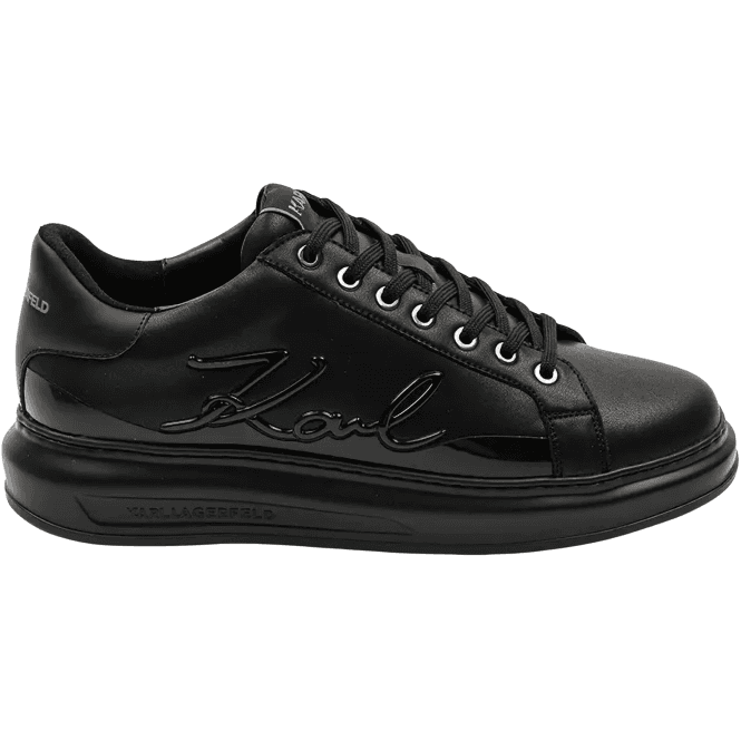 Karl Lagerfeld Signia Shine Logo Triple Black Leather Trainer