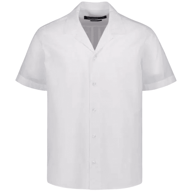 Karl Lagerfeld Textured Cuban Collar White Shirt