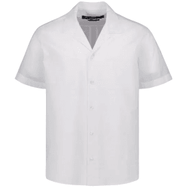 Textured Cuban Collar White Shirt