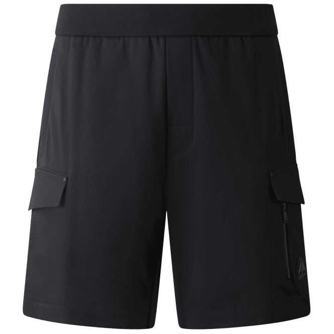 Moose Knuckles Dalon Metal Logo Black Cargo Shorts