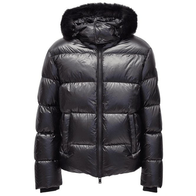 Moose Knuckles Kings Shiny Fur Hooded Puffer Jacket 