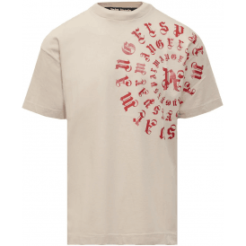 Circular Print Logo Beige T-Shirt