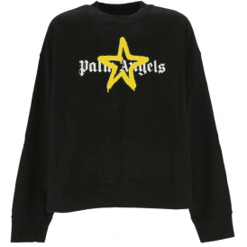 Spray Yellow Star Logo Black Sweatshirt