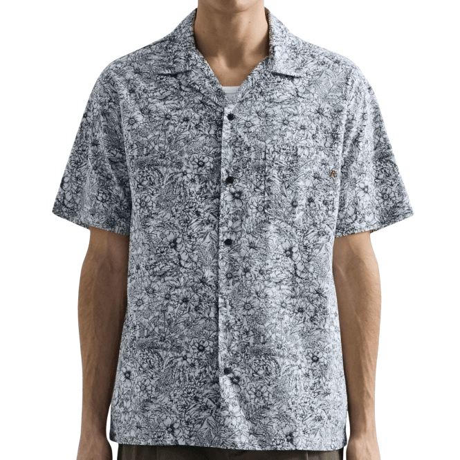 Replay Cotton Cuban Collar Floral Shirt