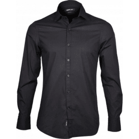 Cotton Slim Fit White Black Shirt