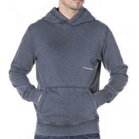 Garment Dyed Organic Cotton Fleece Blue Pullover Sweatshirt