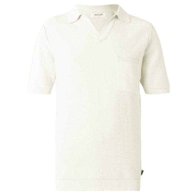 Replay Knitted Cream Polo Shirt