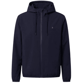 Nylon Embroidered Logo Navy Windbreaker Jacket
