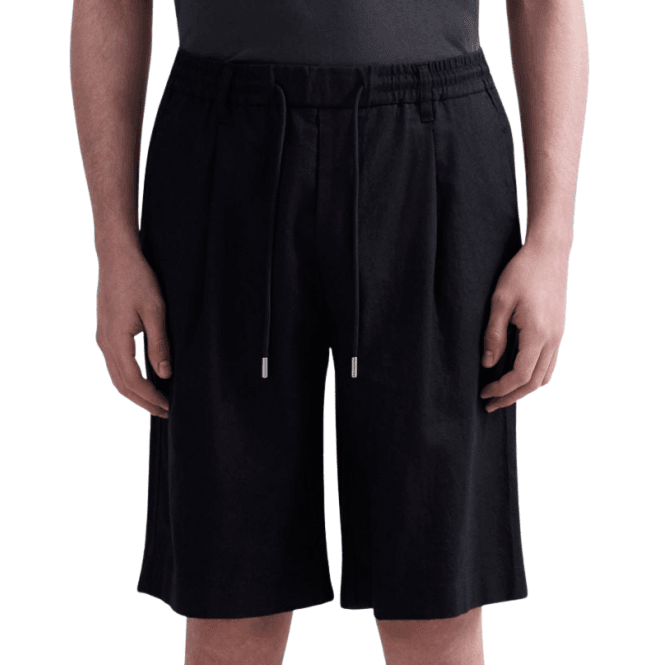 Replay Regular Fit Black Linen Shorts
