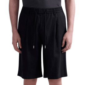 Regular Fit Black Linen Shorts