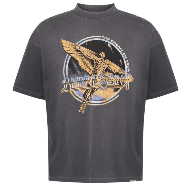 REPRESENT Golden Tour Graphic Oversized Faded Grey T-Shirt