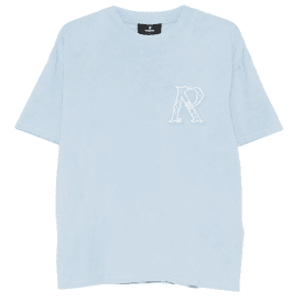 Western Initial Oversized Sky Blue T-Shirt
