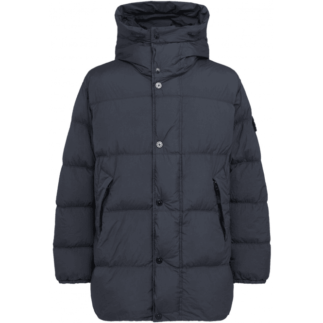 Stone Island Crinkle Reps Mid Length Navy Puffer Jacket