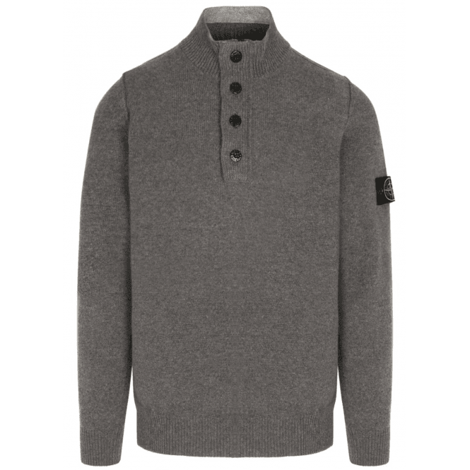 Stone Island Half Zip Lambswool Grey Knitwear Jumper