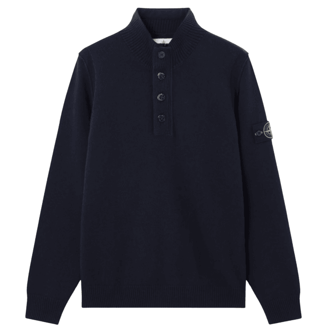 Stone Island Half Zip Lambswool Navy Knitwear Jumper