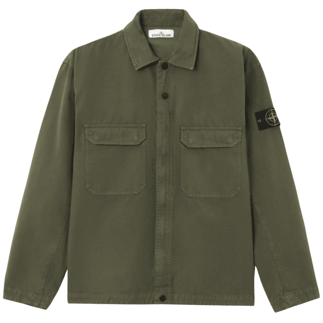 Stone Island Ripstop Cotton Military Green Overshirt