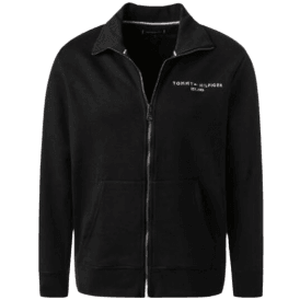 Cotton Zip-Up Funnel Neck Black Sweatshirt