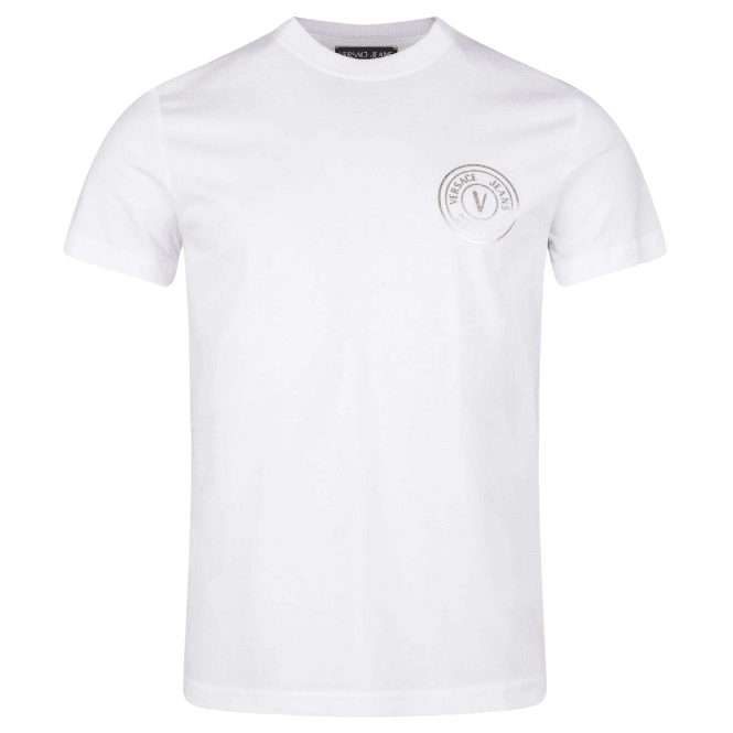 Versace Jeans Couture Basic V-Emblem Logo White/Gold T-Shirt