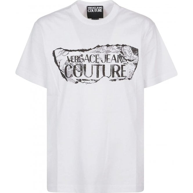 Versace Jeans Couture Cotton Magazine Logo White T-Shirt