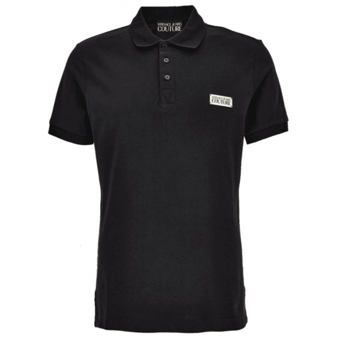 Versace Jeans Couture Cotton Metal Logo Black/Gold Polo Shirt 