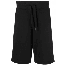 Cotton Metal Logo Oversized Fit Black Shorts